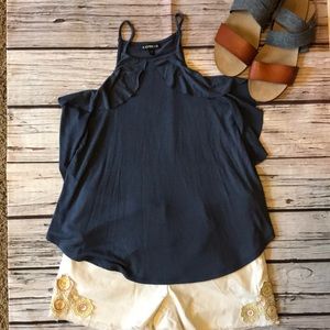 Express XS tank flowy with ruffles euc